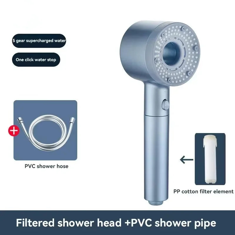 For Xiaomi 5 Modes Water Saving Shower Head Adjustable High Pressure Showerhead Handheld Spray Hangable Bathroom Accessories ﻿