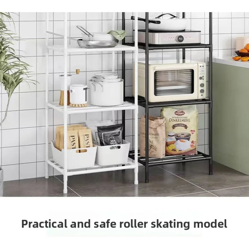 Kitchen storage cart for shelves - multi-level floor-standing household storage unit - bathroom shelf organizer