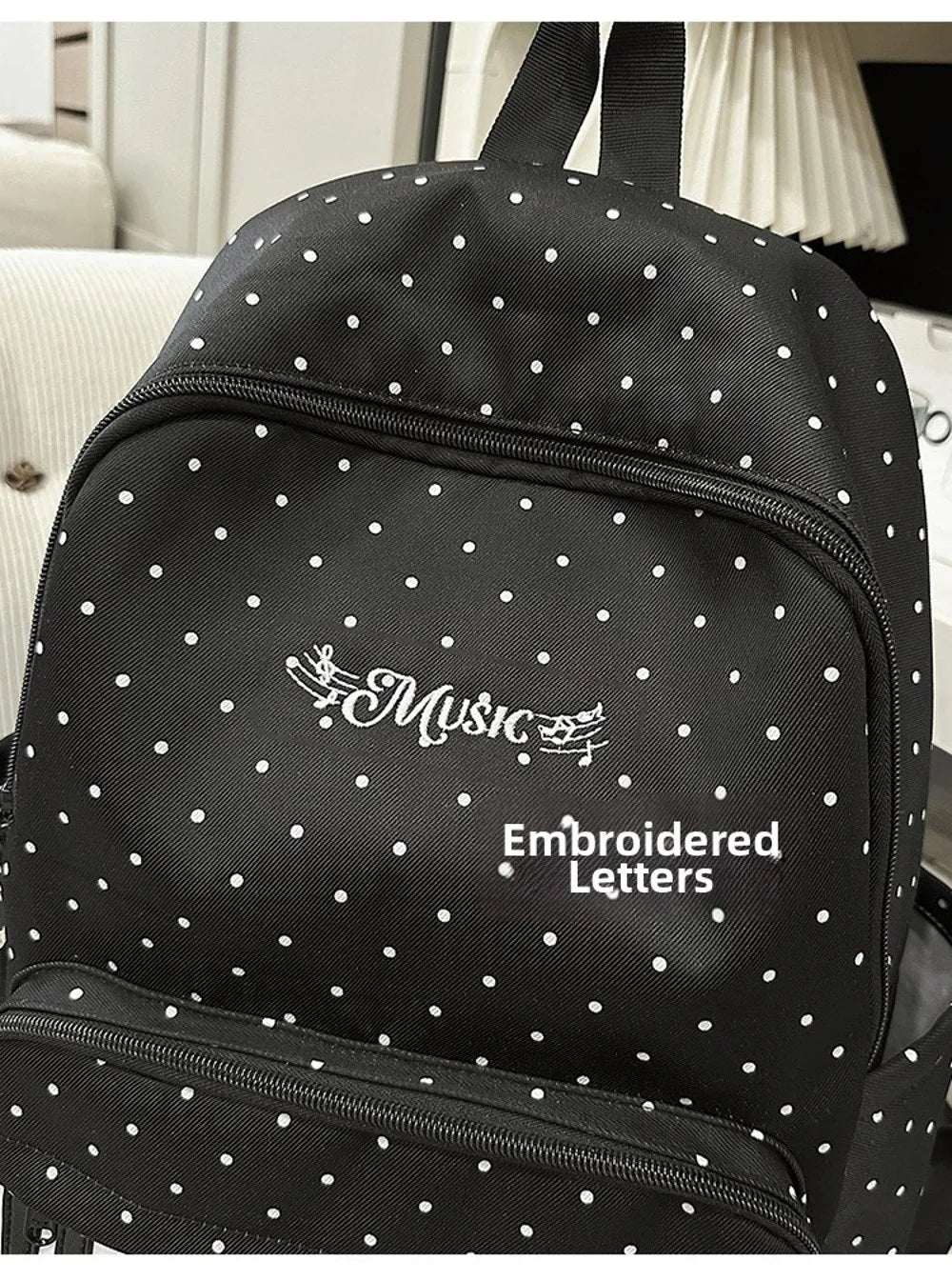 New Large Capacity Polka Dot Backpack Lightweight Multifunctional Piano Key Backpack Black Piano Mochilas for Women