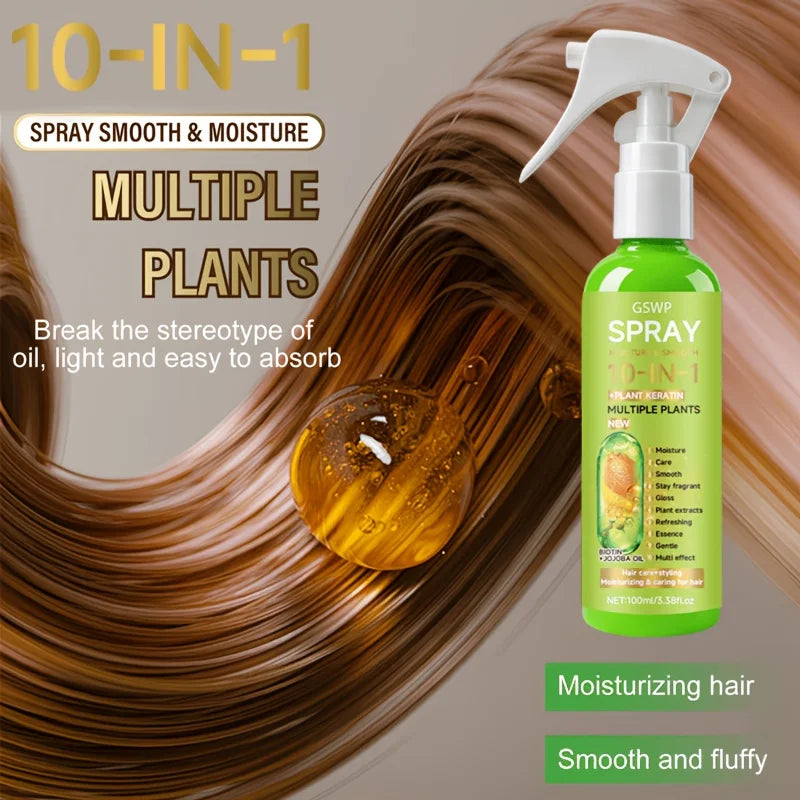 GSWP 10-In-1 Leave-In Hair Spray, Moisturizes and Smooths, While Providing Styling Moisture and Heat Protection. 100ml/200ml