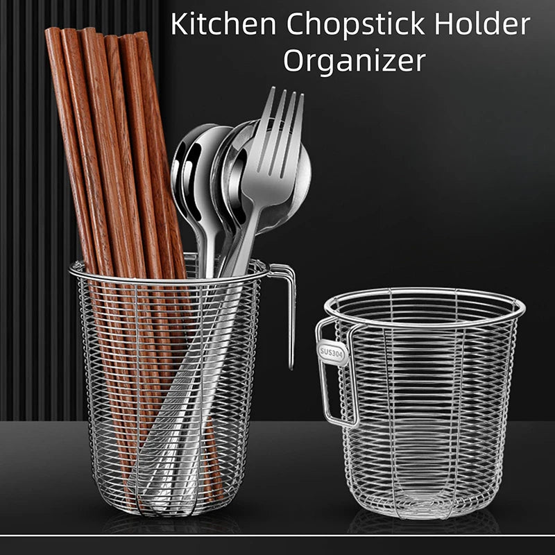 Kitchenism 304 Kitchen Chopstick Holder Organizer Hanging Wall Stainless Steel Tableware Drainer Fork Spoon Dishwasher Basket
