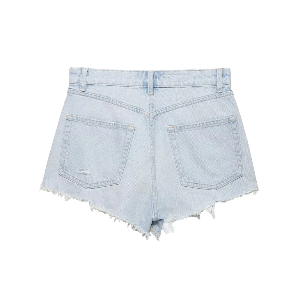 HH Women's High Waisted Denim Shorts Summer Ripped Jean Shorts Frayed Hem A-Line Casual Beach Party Hot Pants Streetwear