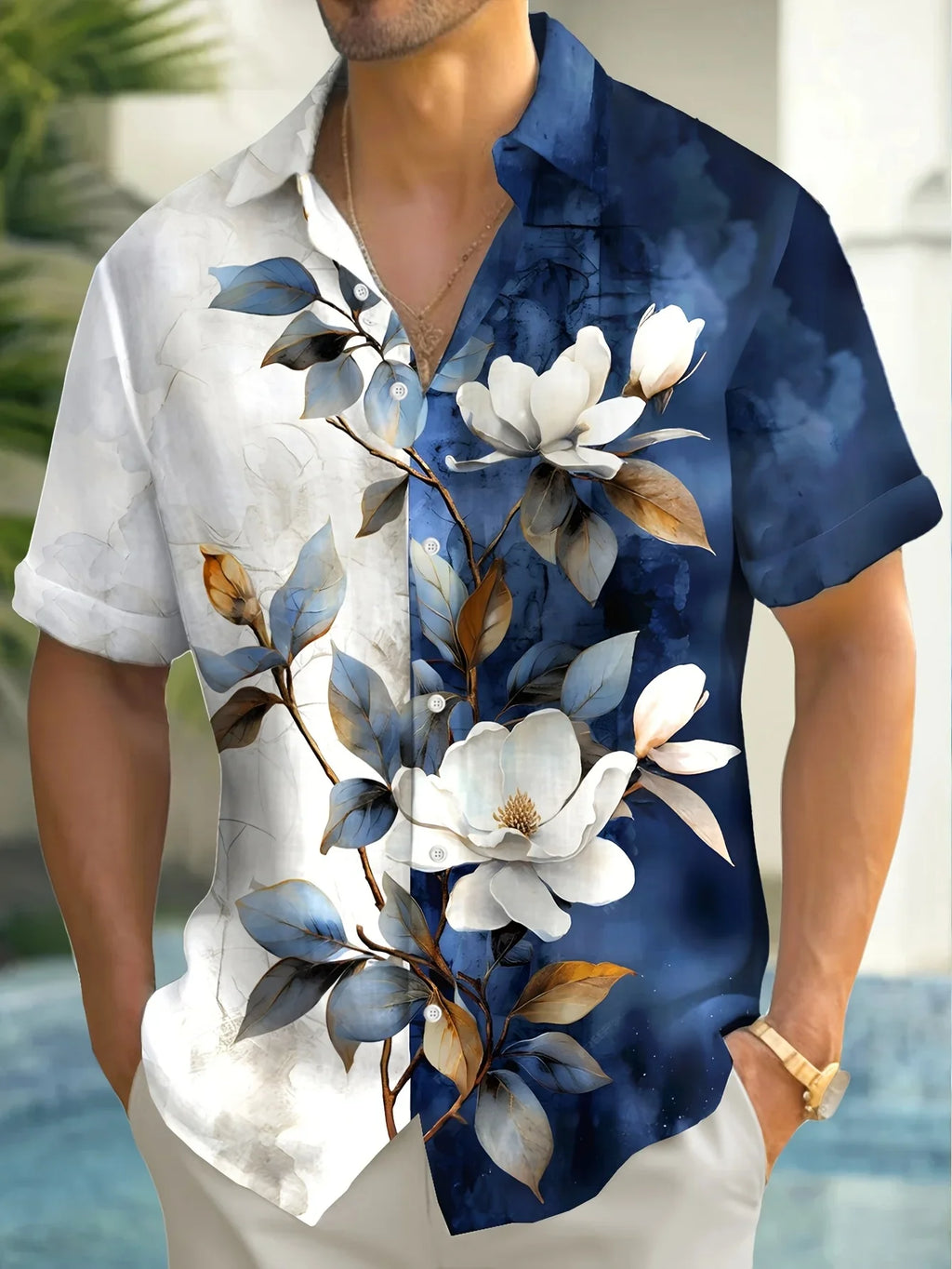 Fashion Tropical Hawaiian Shirt Men Summer Casual Man Short Sleeve Stylish Print Beach Wear Breathable Party Holiday Tops