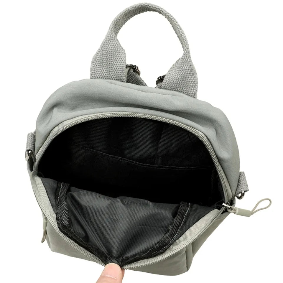 Solid Color Nylon Backpack Lightweight Travel School Bag Fashion Daypack for Work Small Travel Bag Multi-functional Shoulder Sac