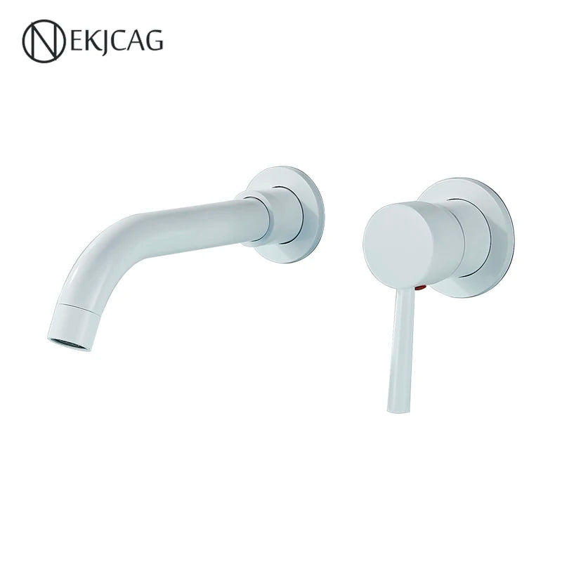 Wall Mounted Wash Basin Faucet Matte Black Bathroom Bathtub Mixer Cold And Hot Single Handle Chrome Tap Integrated