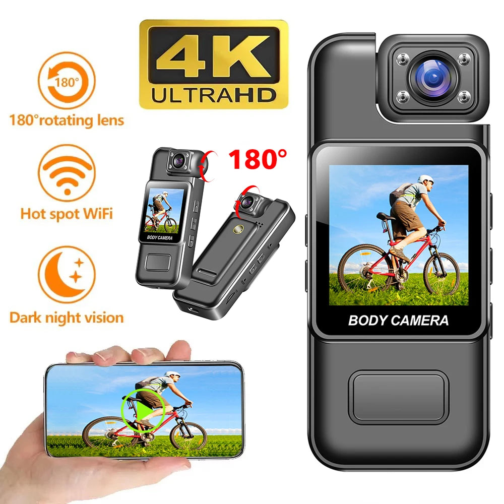 Digital Camera Night Vision Mini WiF 4K 2K 1080P HD Portable Video Recorder Body Cam Infrared Police/Bike Camcorder Sports DV