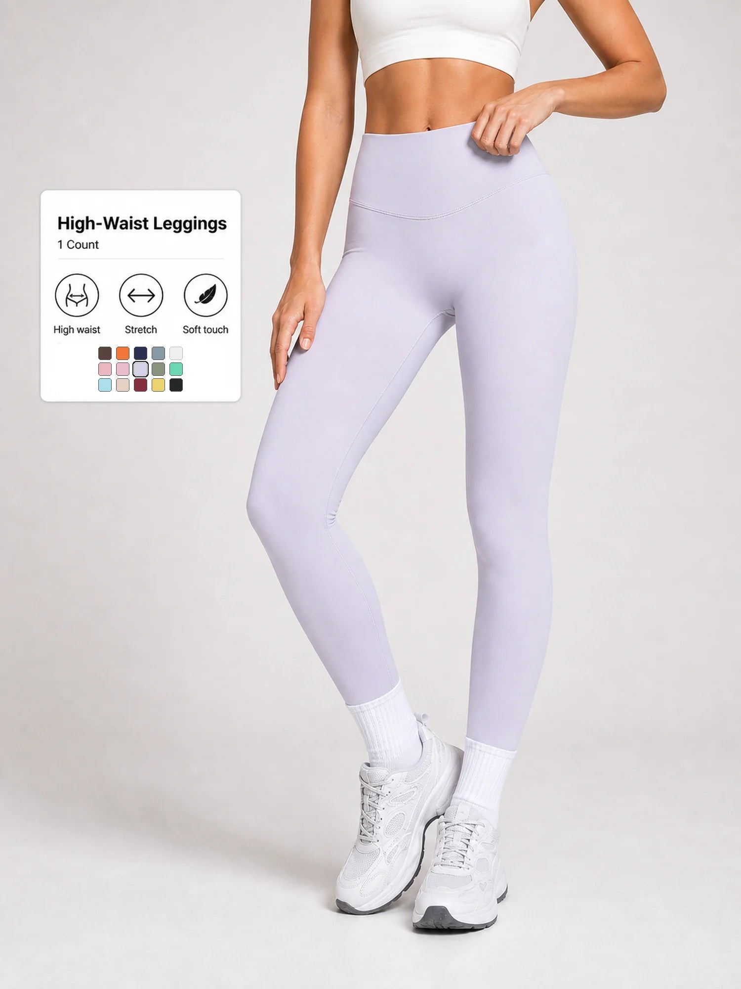 Women High Waist Yoga Pants Soft Stretch Leggings Tummy Control Fitness Gym Running Workout Sports Trousers