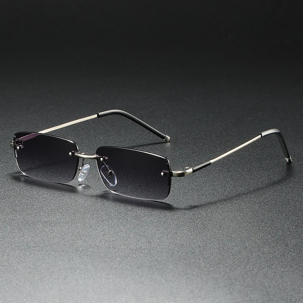 2025 Fashion Small Sun Glasses for Men Retro Rectangular Sunglasses Rimless Brand Designer