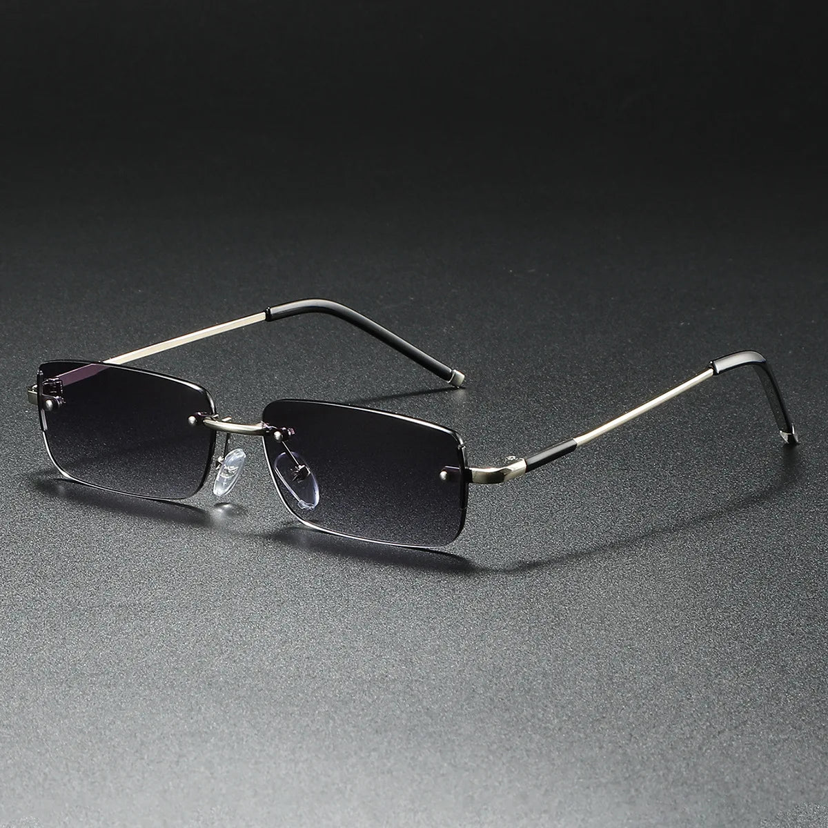 2025 Fashion Small Sun Glasses for Men Retro Rectangular Sunglasses Rimless Brand Designer