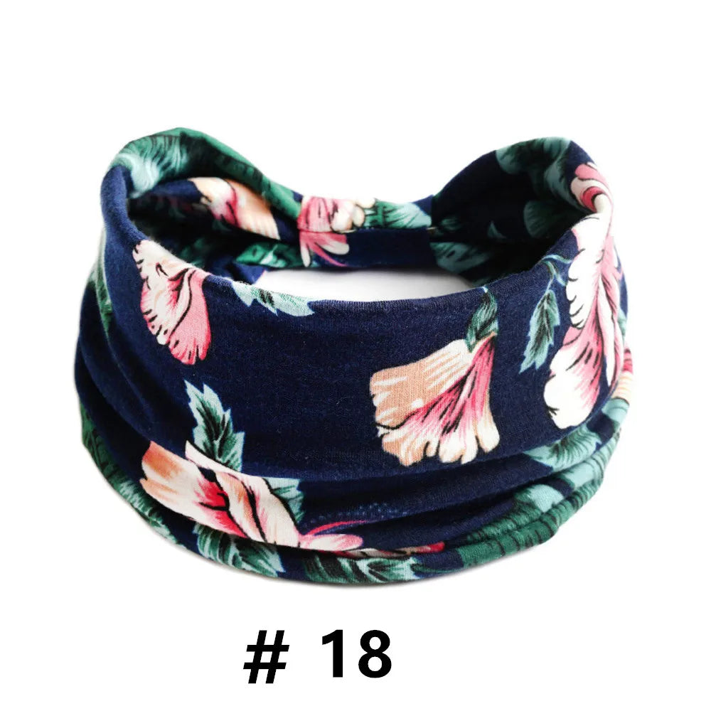 Boho Headbands for Women Cotton Wide Head Bands Stretch Hairband Non Slip Workout Yoga Running Turban Headwrap Hair Accessories