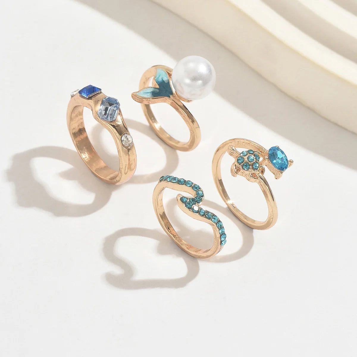 3pcs Set New Fashion 925 Sterling Silver Cute Guppy Ring Stacking Finger Ring, Animals Adjustable Open Rings Birthday Gift