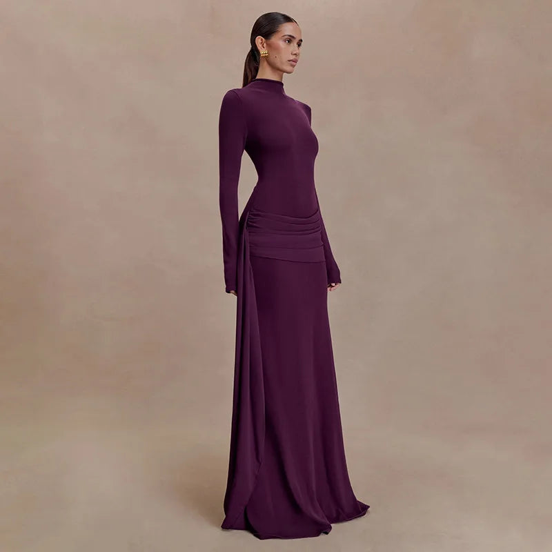 Nsauye Women Vintage Sexy New Fashion Night Club Evening Party Maxi Dress Long Sleeve 2025 Winter Holiday Elegant Bodycon Dress