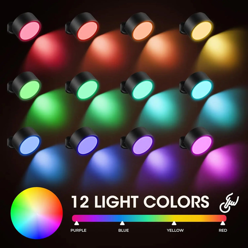 Led Wall Lamp Touch Control 12 Color Modes Remote 360 Rotatable USB Recharge Wireless Portable Night Light For Bedroom Reading