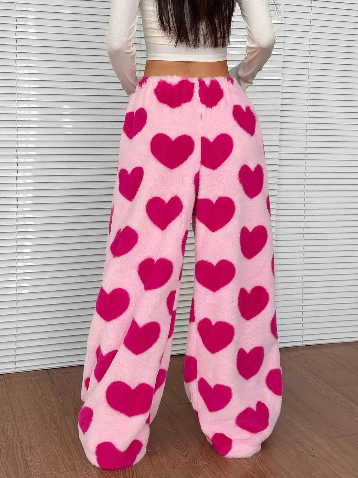 Women Casual Trousers Elastic Waistband Drawstring Tie Pajama Bottoms Leopard Print Wide Leg Lounge Pants