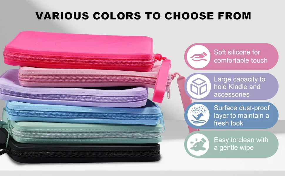6-7 Inch Silicone Clutch for 7" Kindle Paperwhite and Kindle Colorsoft Signature Edition,6 inch K-indle,Kobo,Nook E-Reader Bag