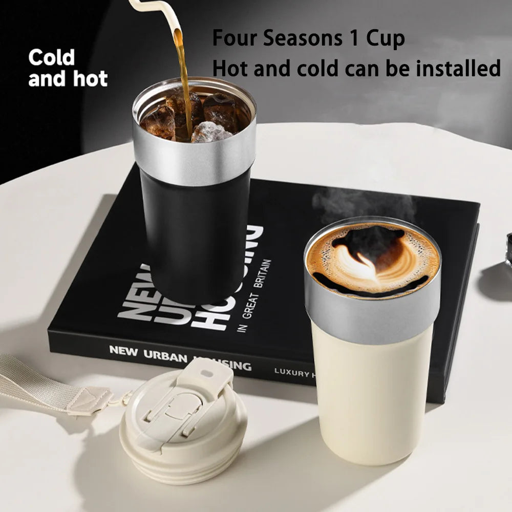 17oz/510ml Insulated Cup 304 Stainless Steel Thermos Coffee Cup Leak-Proof Water Cup with Lid Travel Mug Keep Hot Cold