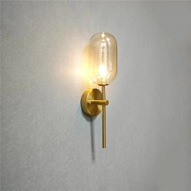 Modern Glass Wall Lamps Nordic Minimalism Creative Living Room Study Decorative Lighting Fixtures LED Bedroom Bedside Wall Light