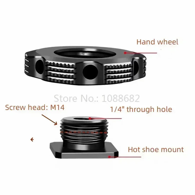 Jadkinsta 1/4 Camera Hot Shoe Mount Screw Adapter to 1/4 or M14 for Tripod Microphone Monitor One Nut Microphone Screw Adapter