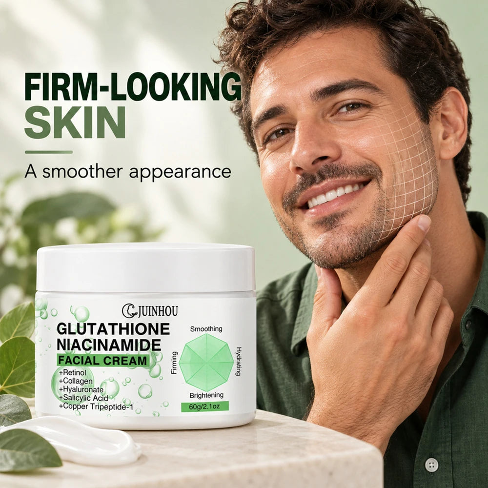 JUINHOU Face Cream Glutathione Niacinamide Moisturizer Evens Skin Tone Reduce Dullness Dark Spots Daily Facial Skin Care