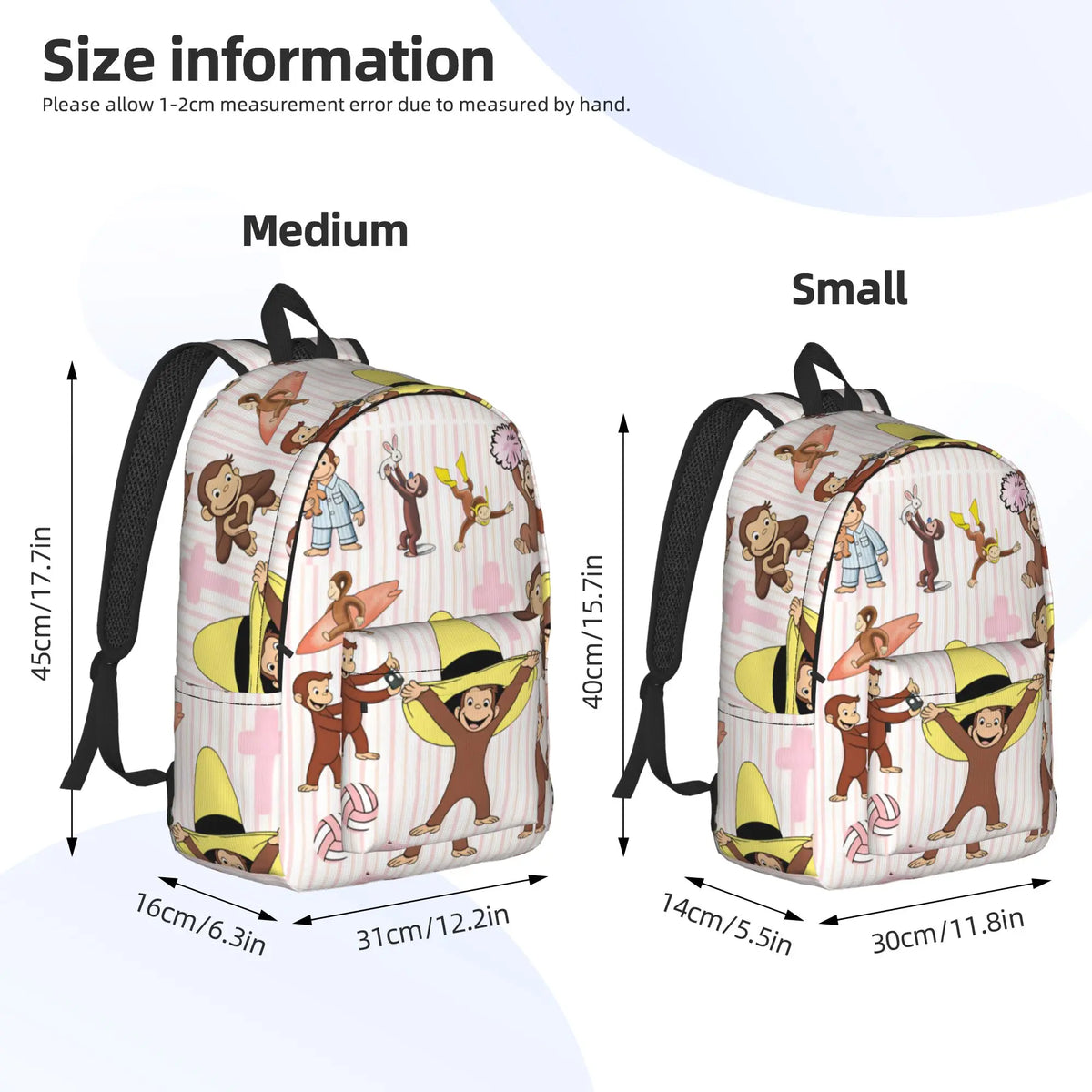 Curious George Multifunctional Stickers Backpack  Trekking Backpacks Student Colorful Soft High School Bags Style Rucksack