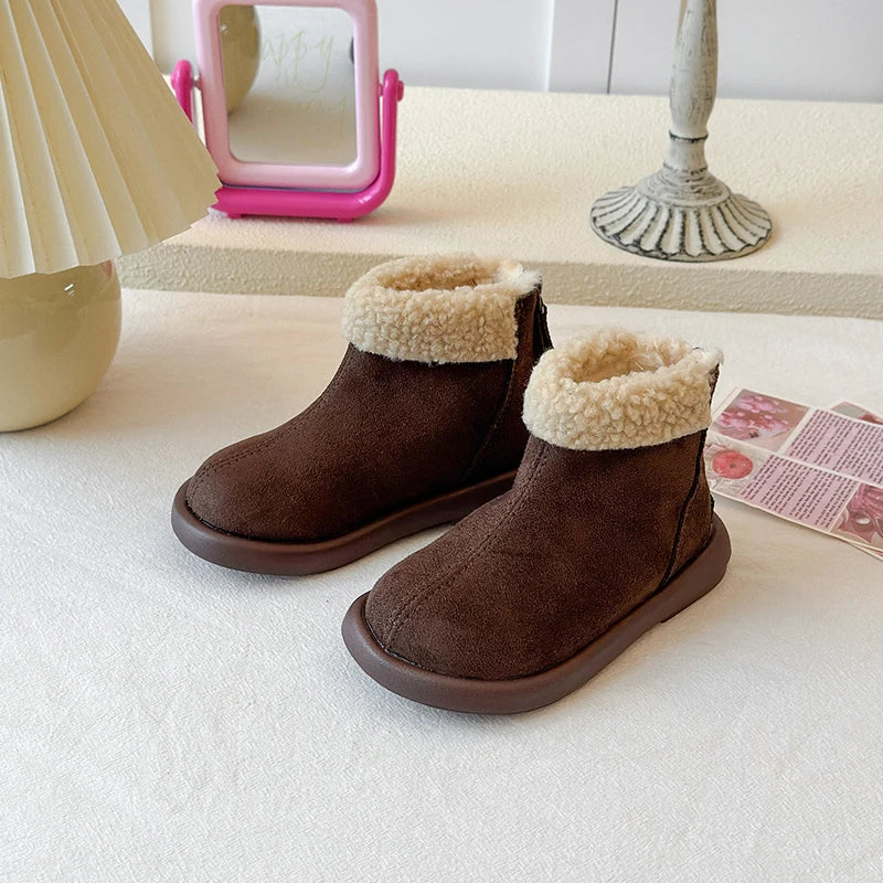 Kids Boots for Boys Girls Fashion Autumn Winter Children Thermal Cotton Back Zipper 2025 Warm Brand New Girls Ankle Boots 26-37