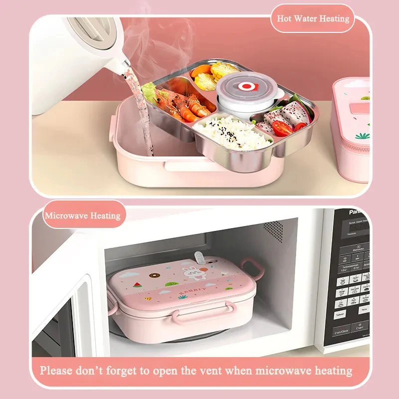 1550ML 316 Stainless Steel Thermal Bento Lunch Box Bag Compartment Microwave Lunch Container Kid Adult Leak-Proof Food Storage