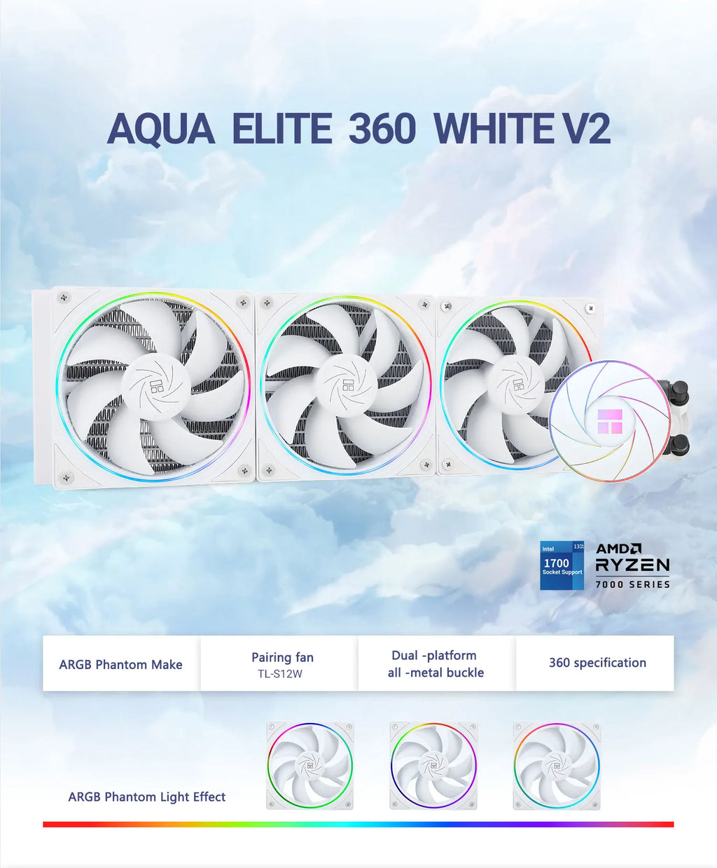 Thermalright Aqua Elite 360 V2 integrated water cold radiator supports multi -platform Intel LGA1700/115X/AMD AM4/AM5/AM5