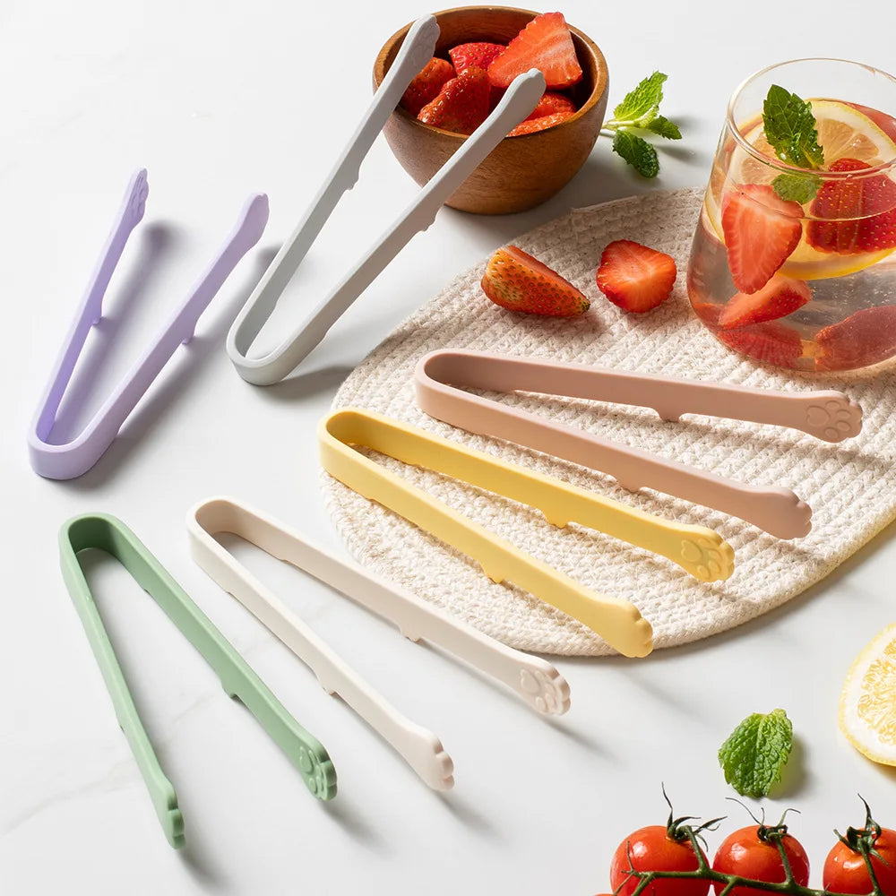 Cute Cat Paw Silicone Food Tongs Multicolor Food-Grade Kitchen Gadgets for Fruit Salad  Ice Cube Practical Kitchen Accessories
