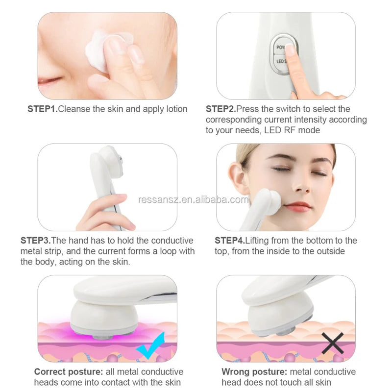 High Frequency Facial Beauty Machine 5 in 1 Facial Massager Microcurrent Rechargeable Facial Frequency Wand