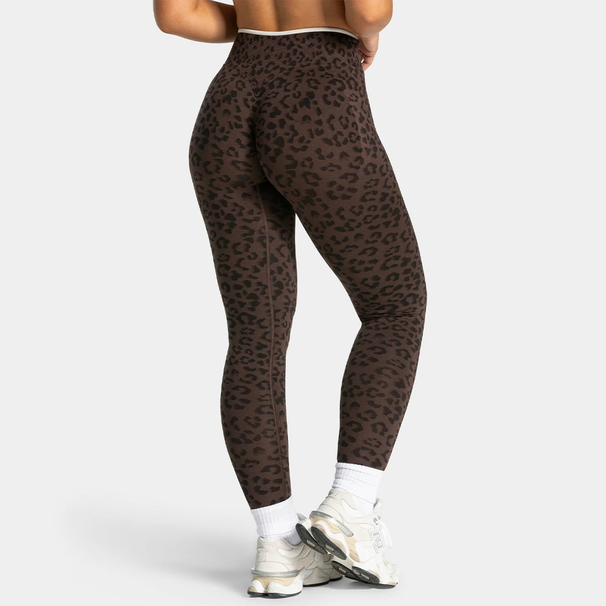 Women's Contrast Color Leopard Print Yoga Pants High Waist Elastic Hip Lifting Quick Dry Breathable Sports Trousers For Gym Runn