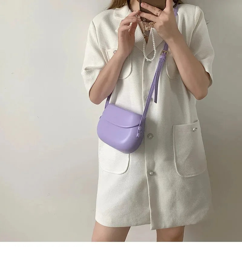 Candy Color Women's Saddle Shoulder Bag Casual Portable Female Small Clutch Handbags Sweet Fashion Ladies Purse Crossbody Bags