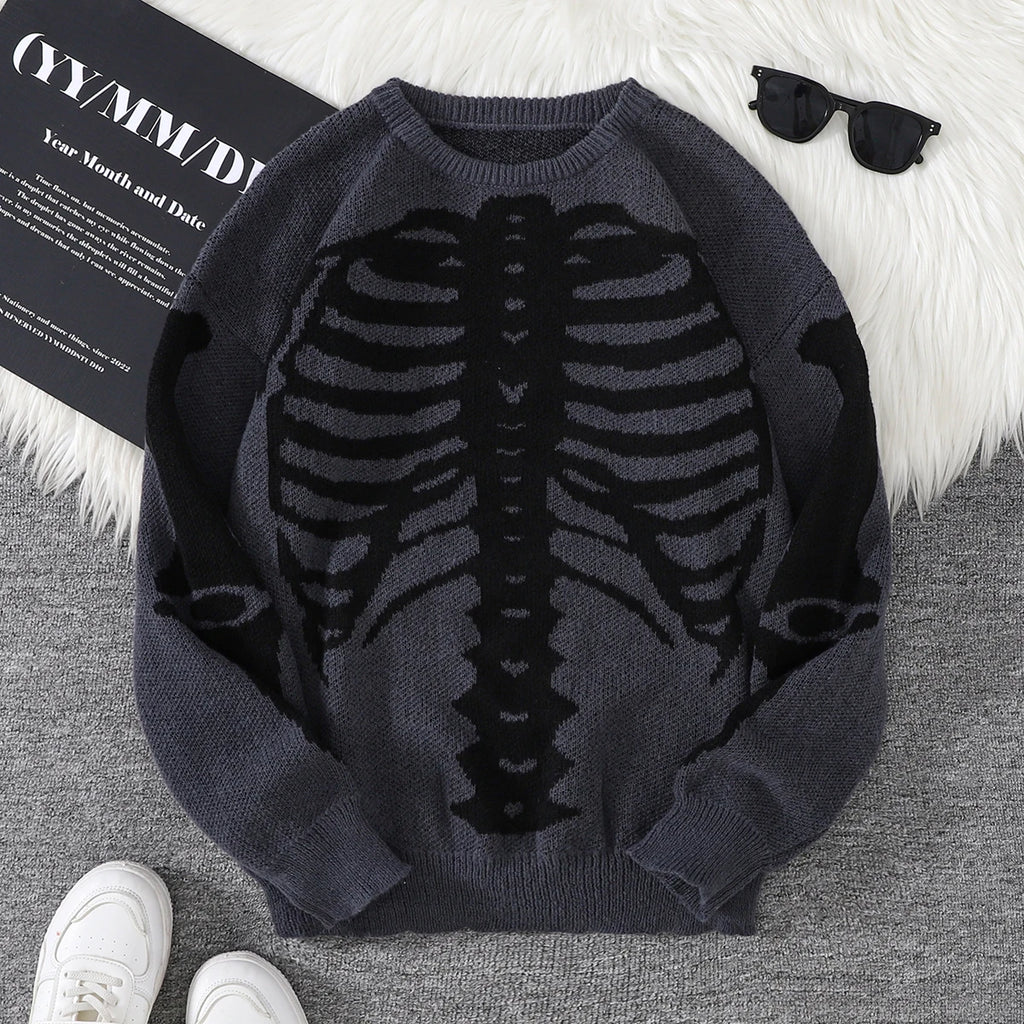 New Popular Autumn and Winter Backbone Jacquard Pattern Pullover Sweater Casual Round Neck Knitted Men's Pullover