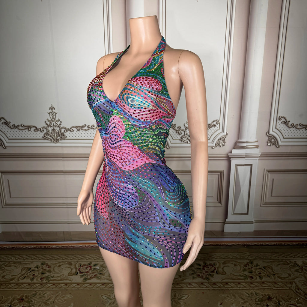 Floral Print Sexy Deep V-neck Halter Sleeveless Maxi Dress Stylish Dress Women's Backless Dress
