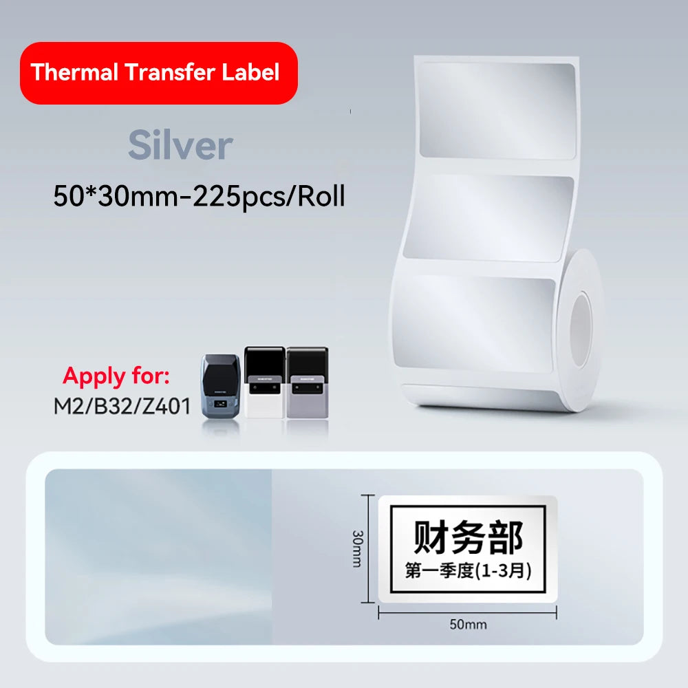 For NiiMBOT M2 Transfer Label Printer White Transparent Dazzling Color Label Sticker Paper Adhesive for Office/Outdoor Keep Long