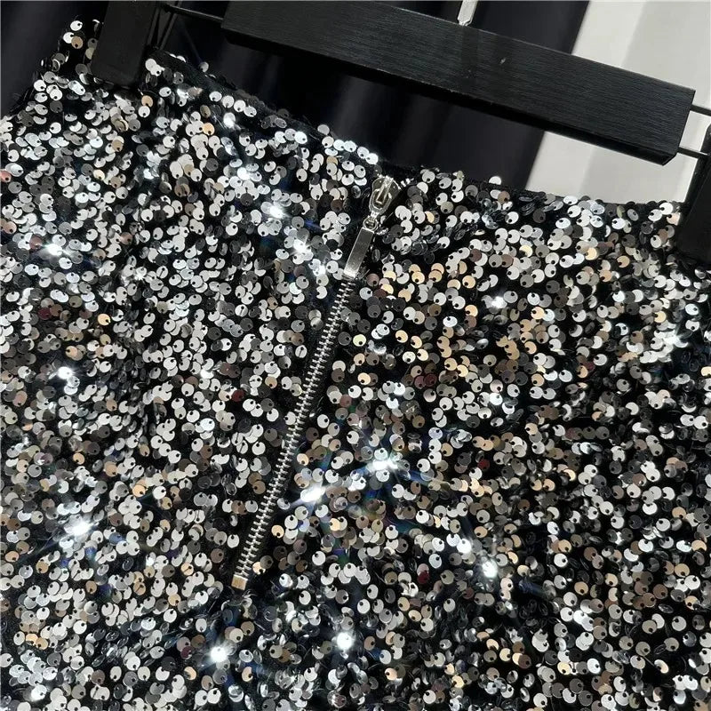 Spring/summer new Spice Girls sequin zipper shorts Slimming suede embroidered beaded casual pants
