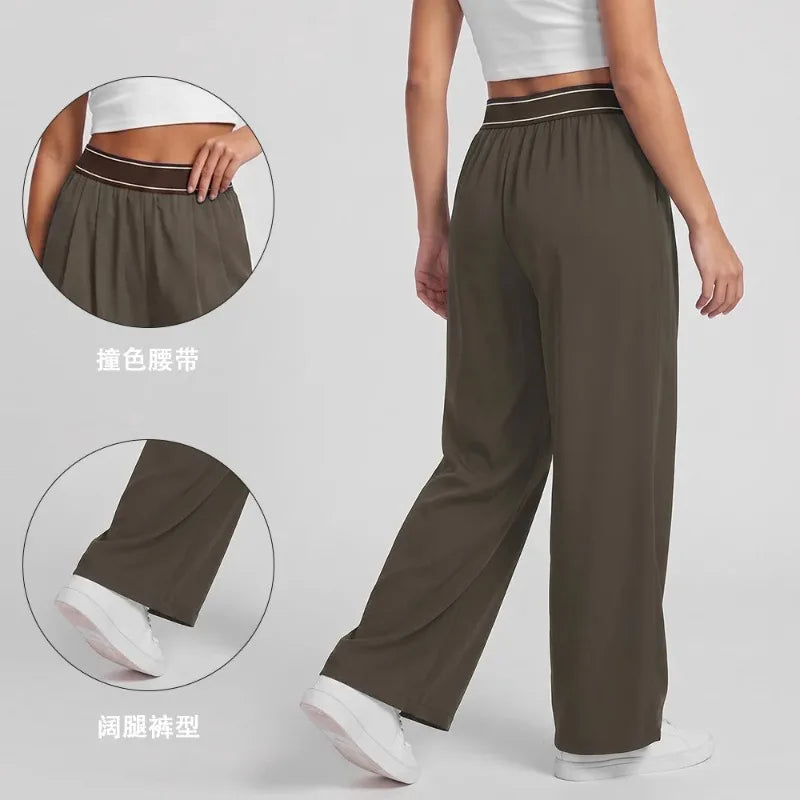 2026 Women's Loose Casual Sports High Waist Yoga Pants Breathable and Comfortable Versatile Trousers Women Wide Leg Sports Pants
