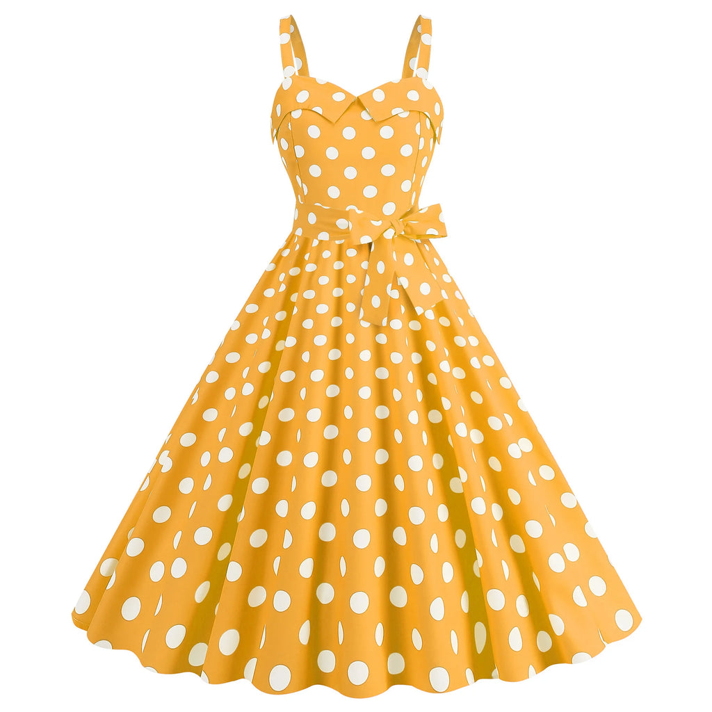 Vintage Classical Polka Dot Printed Dress Women's Sexy Sling Strap Wrap Chest Dress Valentine's Day Streetwear Spring Summer