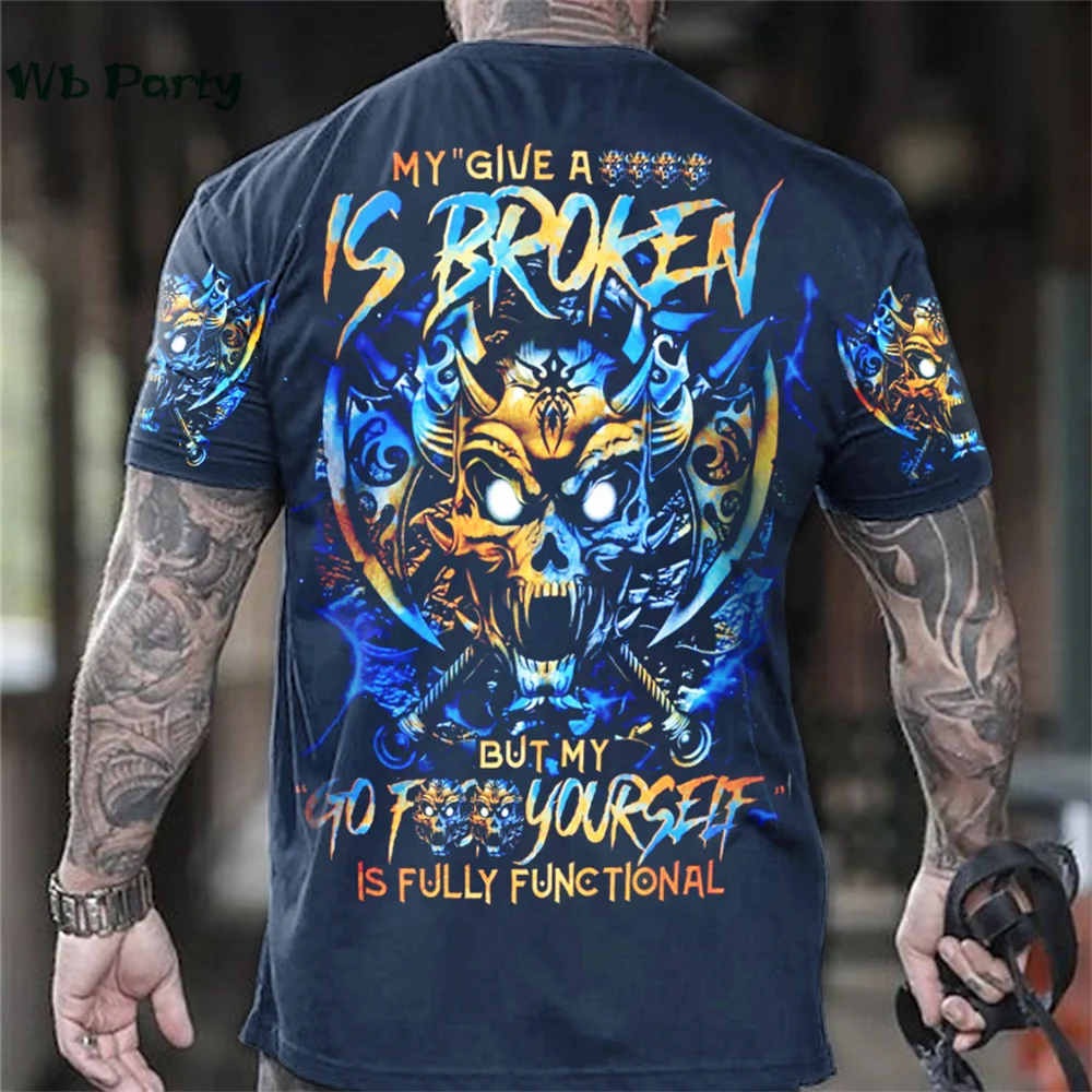 Skull Pattern Back Print Clothes Men Graphic Tees Men's Summer Clothes Designer Clothes Men Short Sleeve Tee Skull Graphic Tees