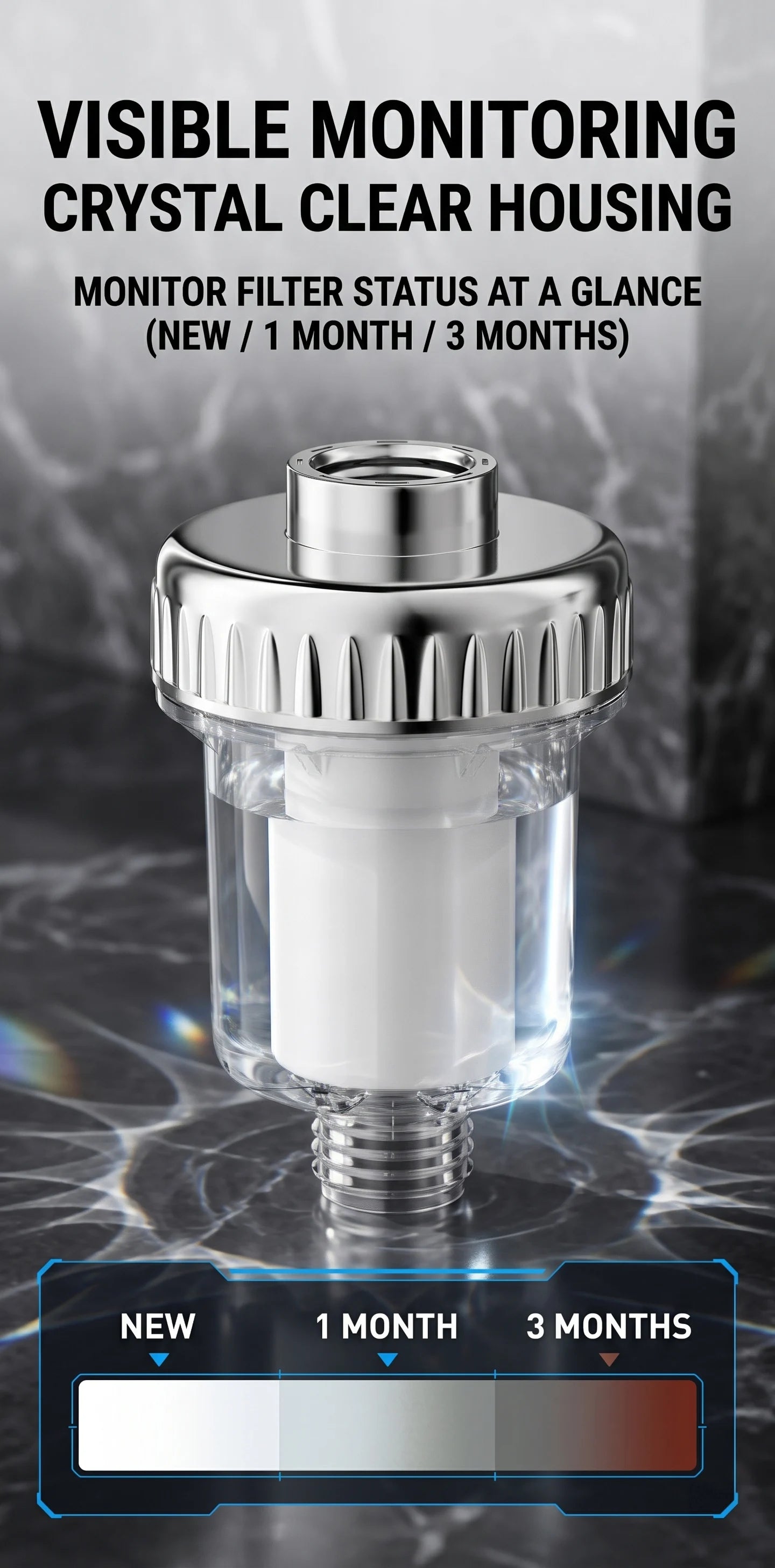 Water Heater Pre Filter Shower Head Filter Transparent Window 20mm Universal Connector Hard Water Purifier Accessory