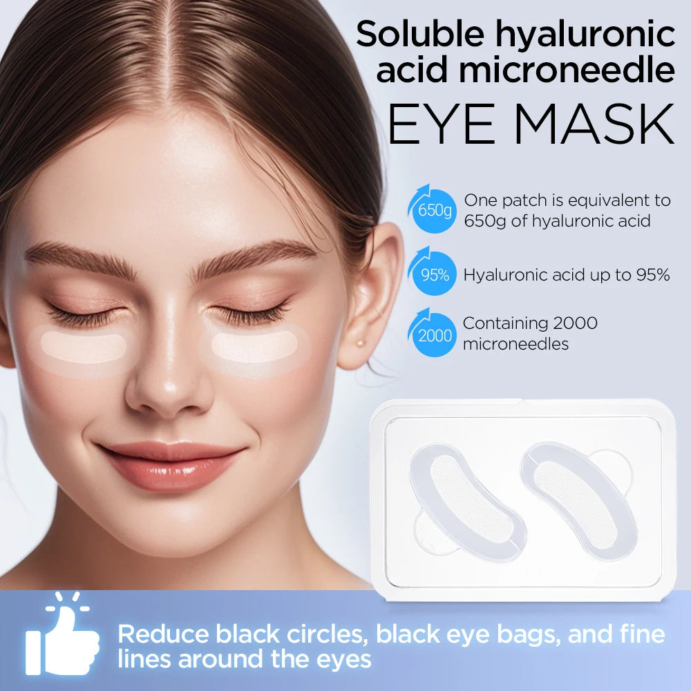2/20PCS Microneedle Eye Patches Mask Korean Skin Care Hyaluronic Acid for Anti Wrinkle Aging Dark Circle Eyes Mask Moisturizing
