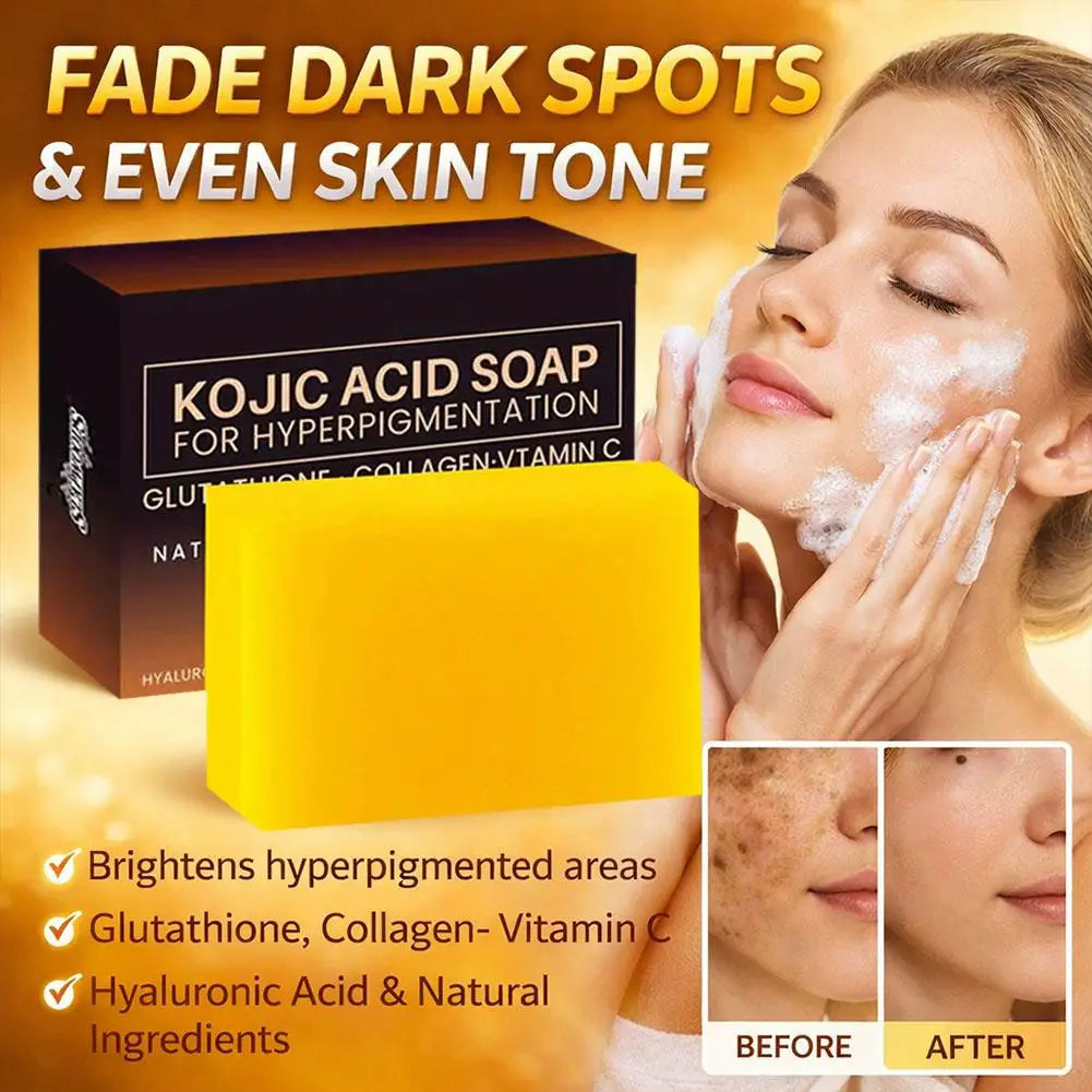 Pure Kojic Acid & Turmeric Soap Bar 100g,Skin Brightening Bar for Face & Body, Helps Improve Uneven Skin Tone, Dark Spots & Acne