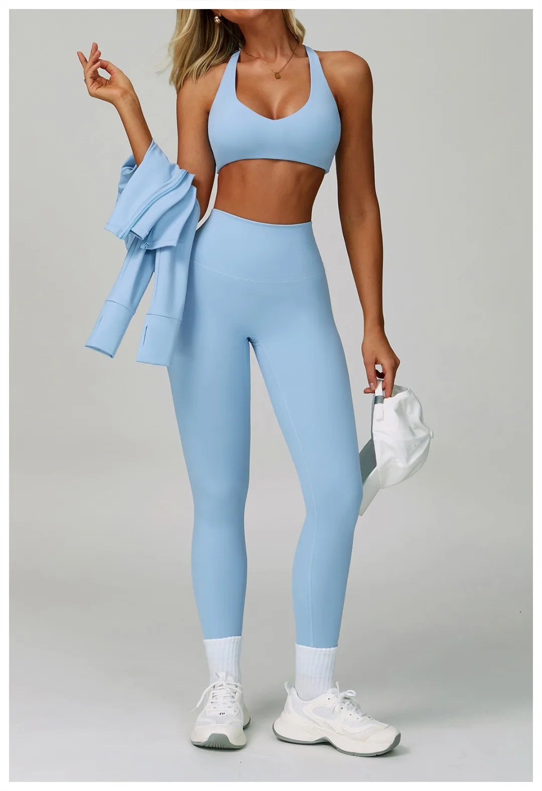 3PCS Women's Yoga Set Peach Hip Sports Jacket Shorts Fitness Set Tight Sports Bra Pants Set Workout Gym Leggings Sports Yoga Set