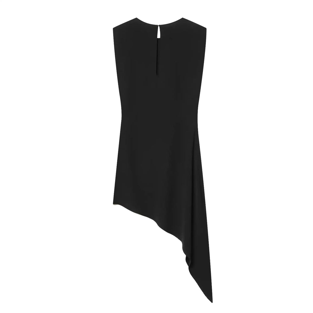 TFMLN Elegant Women Sleeveless Long Dress Fashion Shoulder Pad Bodycon Irregular Dress New Slim Party Club Ladies Clothing