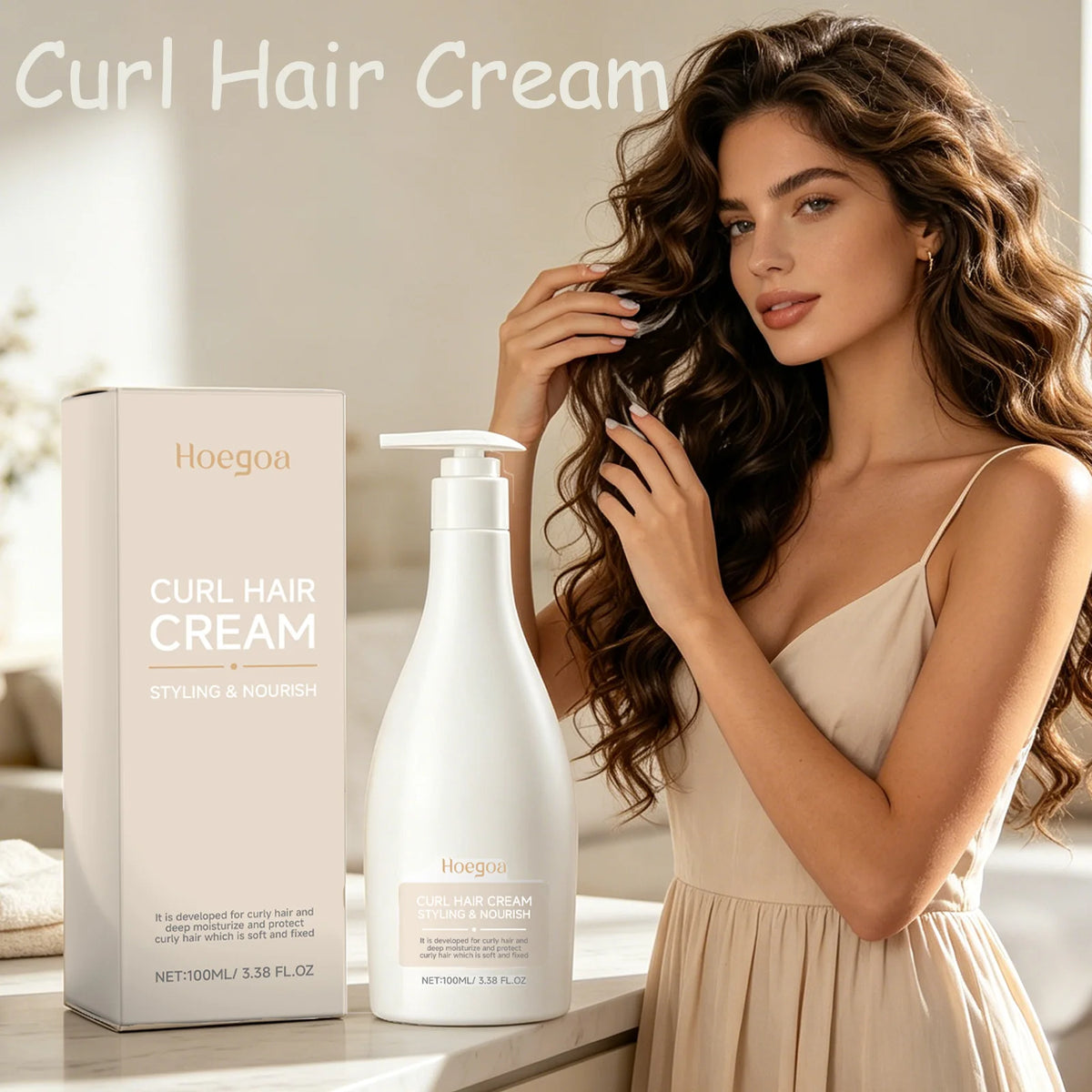 HOEGOA 100mL Curl Hair Cream Provides Deep Moisture Prevents Dryness Repairs Damaged Hair Curl Cream For Curly Hair