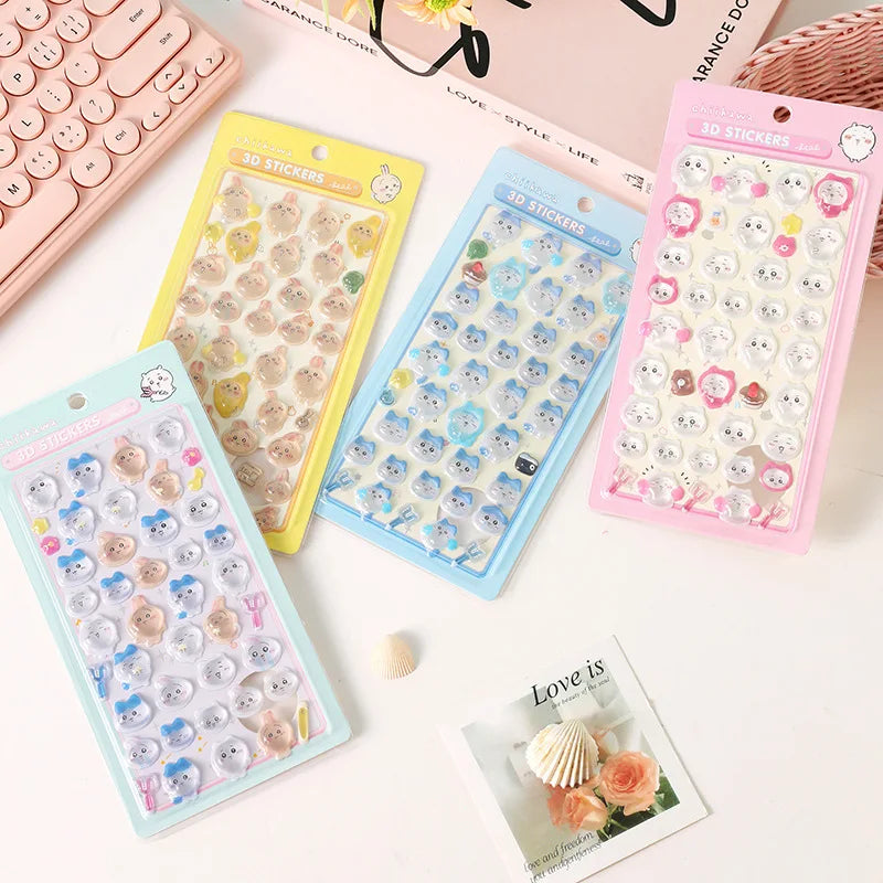 Chiikawa 3D Cute Crystal Stickers Usagi Phone Case Decoration Nail DIY Decorative Stickers for Notebook Laptop Waterproof