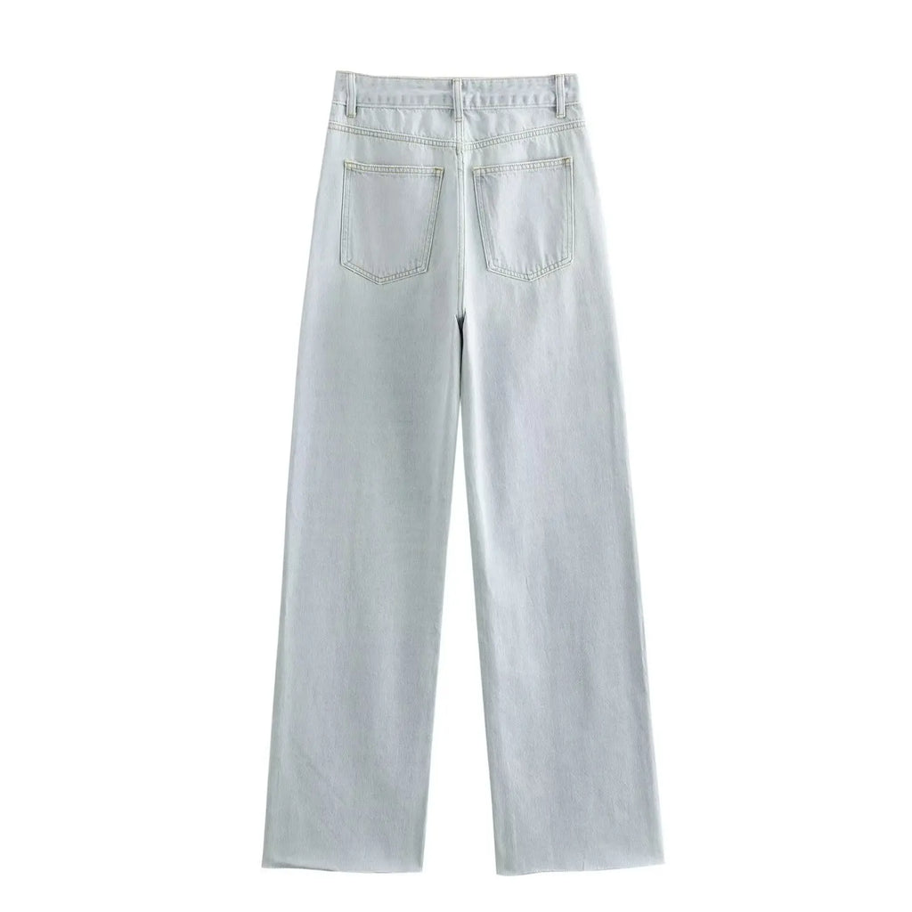 Maxdutti 2026 Spring High Waist Wide Leg Jeans For Women Minimalist Basic Jeans Denim Pants Casual Jeans Trousers