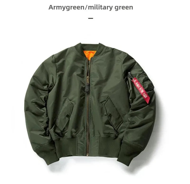 American Style Thickened Baseball Uniform Autumn Winter Army Green MA-1 Bomber Jacket Plus Size Stand Collar Work Jacket For Men
