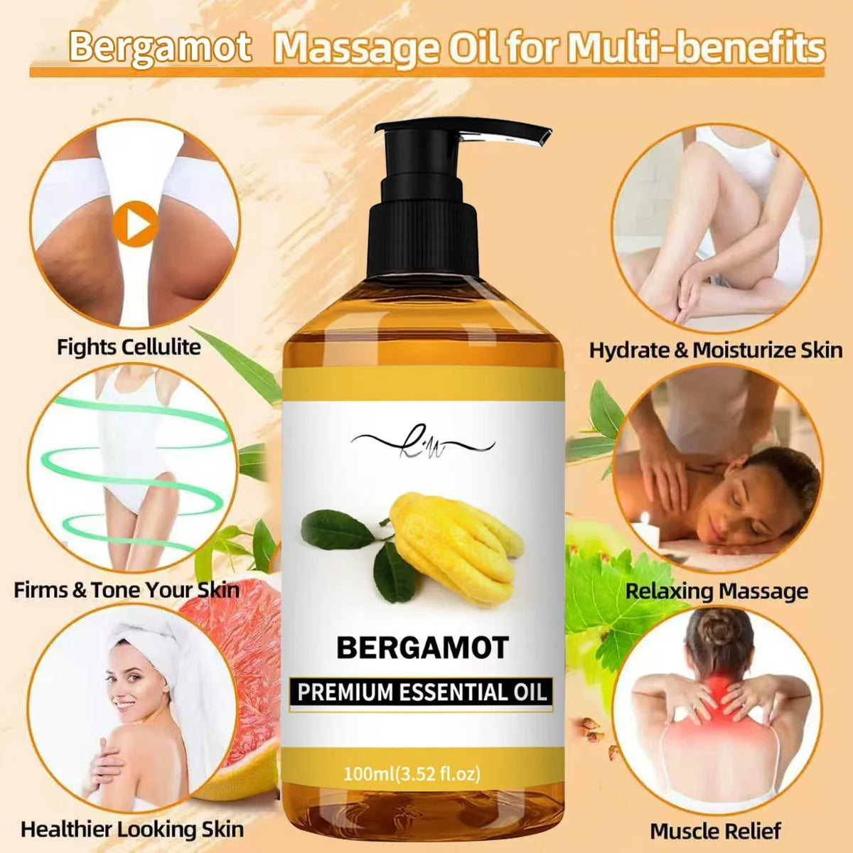 Lavender Ginger Herbal Massage Oil 100ml - Coconut Chamomile Infused, Hair Care & Full Body Massage, Relaxing Meridian Oil, Natu