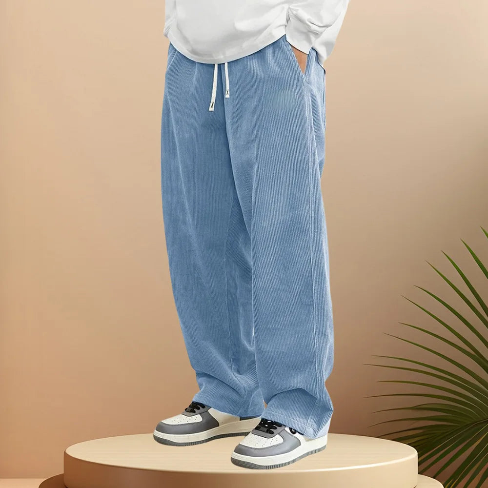 Autumn Winter Warm Motorcycle Jogger Corduroy Pants Men Tech Sweatpants Casual Harem Pants Male Sport Thermal Trousers