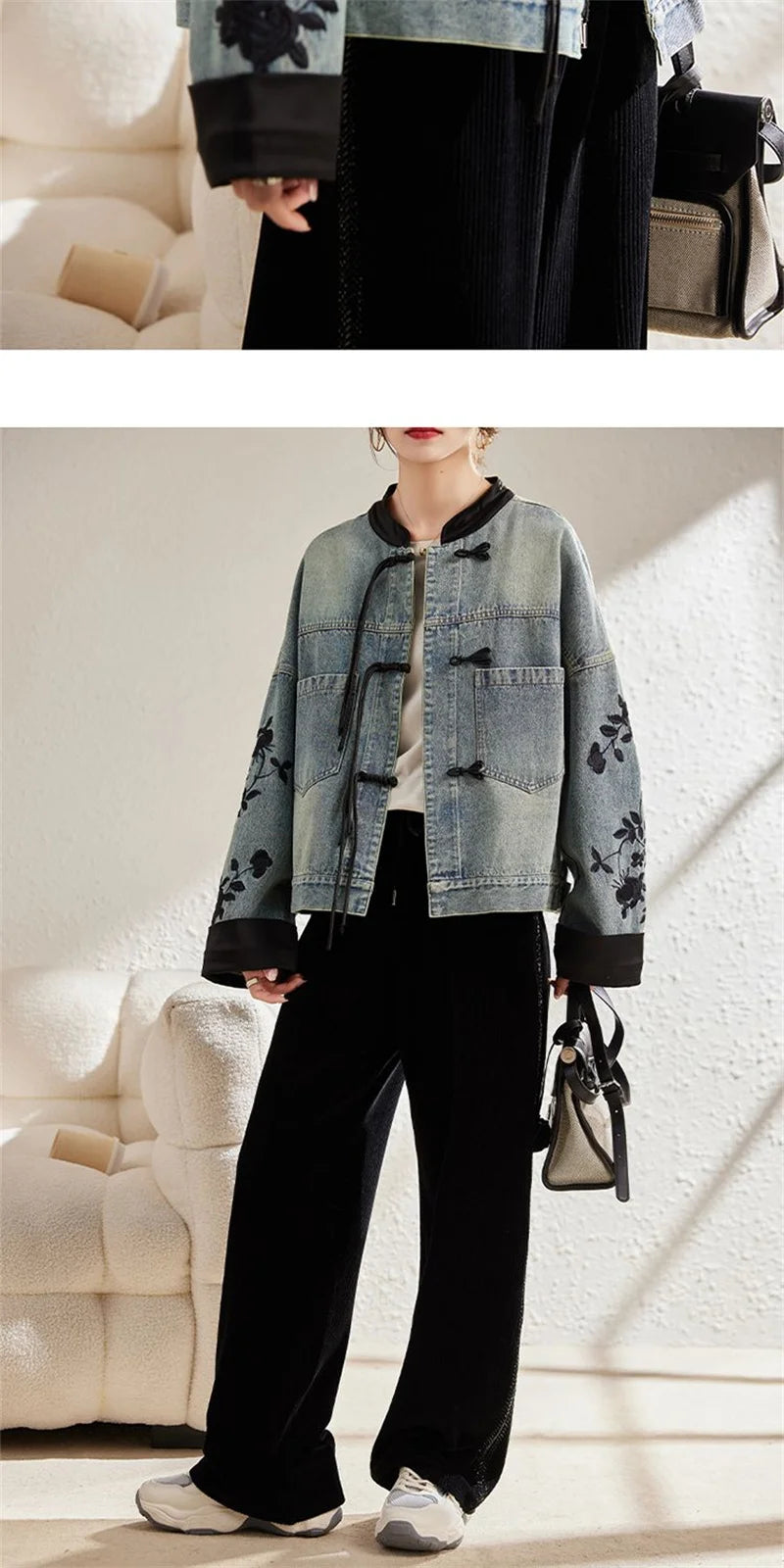 Denim Jacket For Women in Spring and Autumn 2024 New Embroidered Chinese Style Fashion Versatile Denim Clothing High-end women's